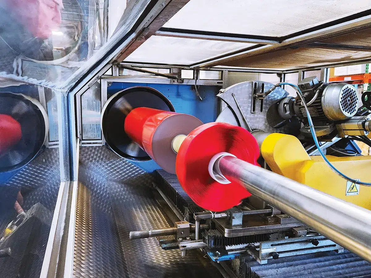 Slitting machine in action