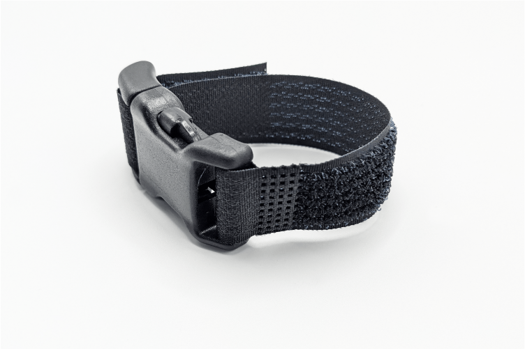 Black Hook and Loop Strap with Buckle.